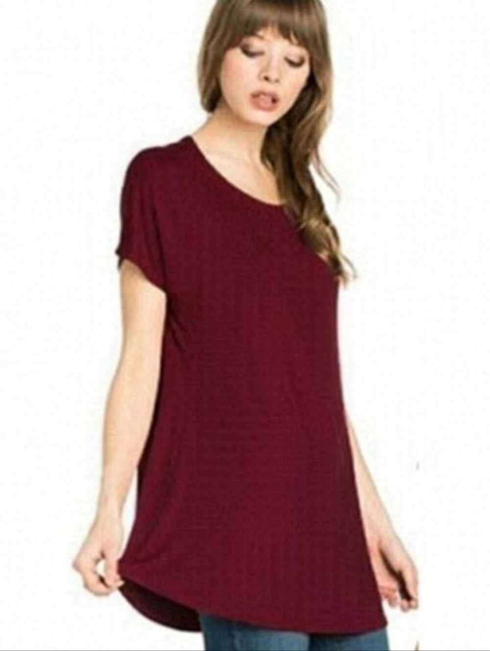 ZENANA Deep Red Short Sleeve Top Size 3XL NWT